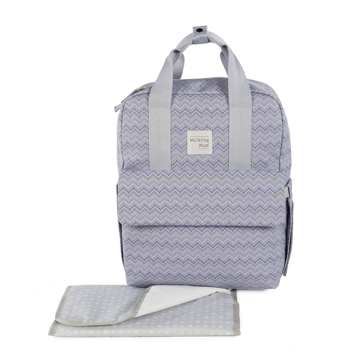 Zigzag Grey Backpack Diaper Changing Bag