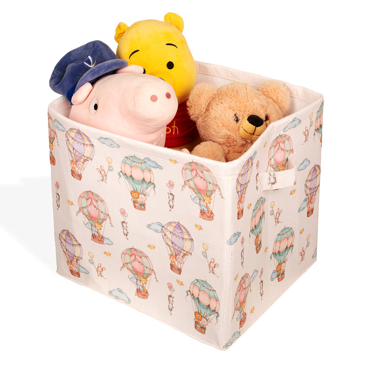 Hot Air Balloon Large Felt Storage Basket with Lid