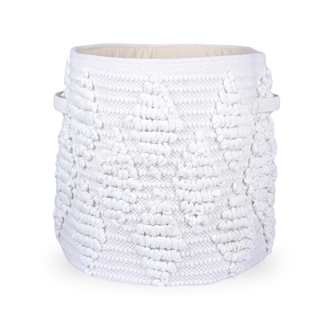 Woven Treasure Large Round Beige Toy Storage Basket