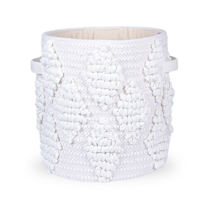 Woven Treasure Medium Round Beige Toy Storage Basket