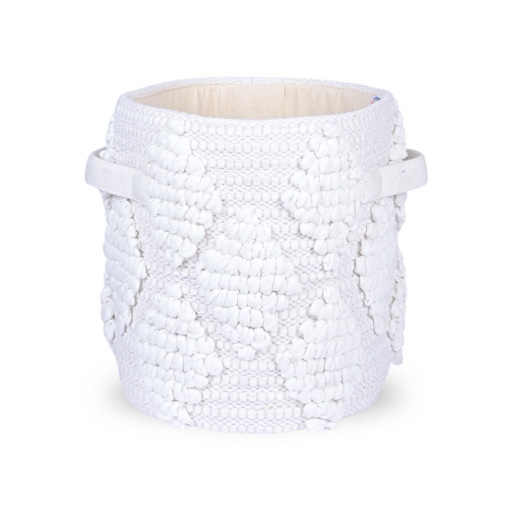 Woven Treasure Small Round Beige Toy Storage Basket