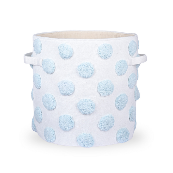 PomPom Large Round Blue Toy Storage Basket