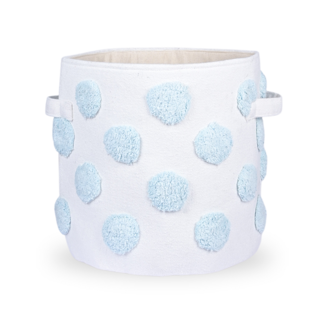 PomPom Medium Round Blue Toy Storage Basket