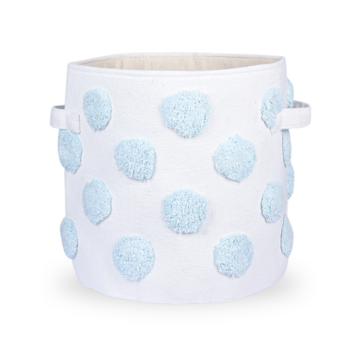 PomPom Medium Round Blue Toy Storage Basket