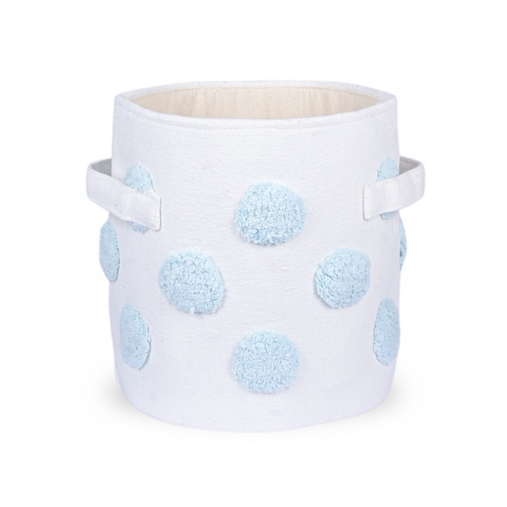 PomPom Small Round Blue Toy Storage Basket