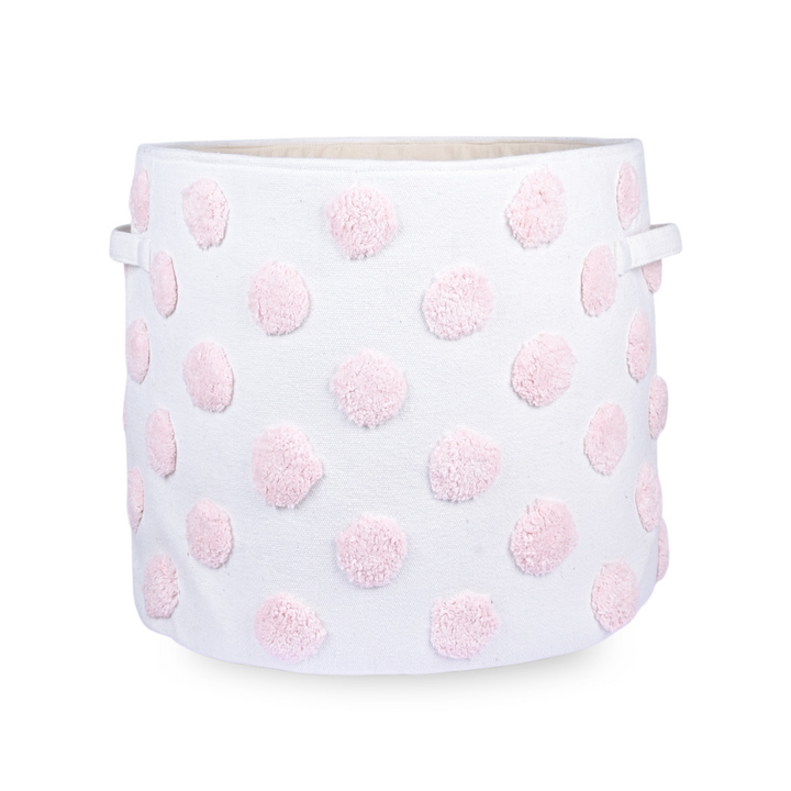 PomPom Extra-Large Round Pink Toy Storage Basket