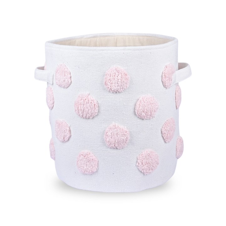 PomPom Medium Round Pink Toy Storage Basket