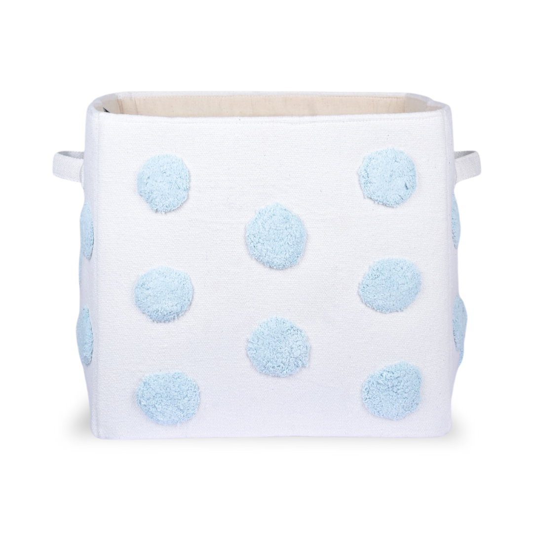 PomPom Large Rectangular Blue Toy Storage Basket