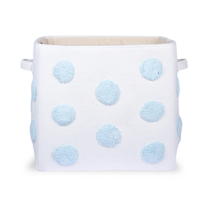 PomPom Large Rectangular Blue Toy Storage Basket