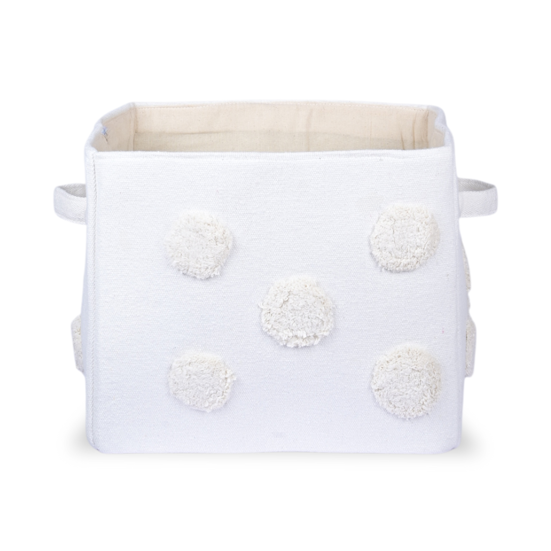PomPom Medium Rectangular Beige Toy Storage Basket