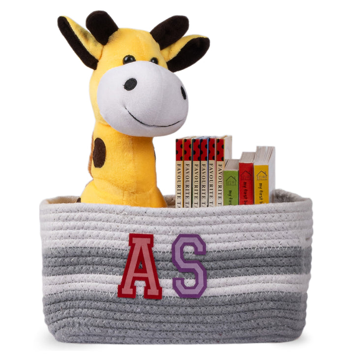 Cotton Rope 'Transport Trail' Extra-Small Rectangular Grey Toy Storage Basket