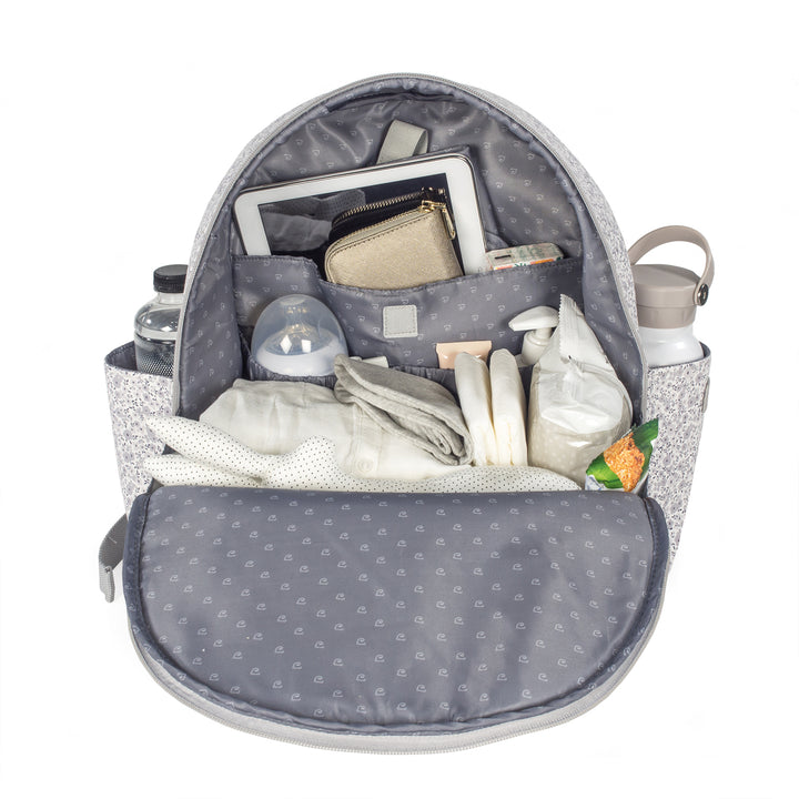 Flower Mellow Grey Backpack Diaper Changing Bag