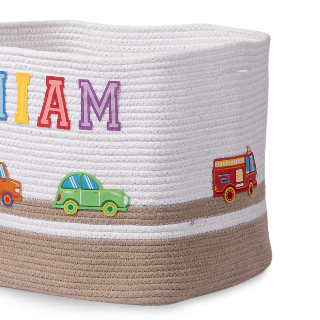Cotton Rope 'Transport Trail' Medium Rectangular Beige Toy Storage Basket With Lid
