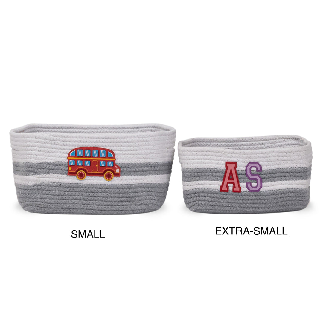 Cotton Rope 'Transport Trail' Small Rectangular Grey Toy Storage Basket