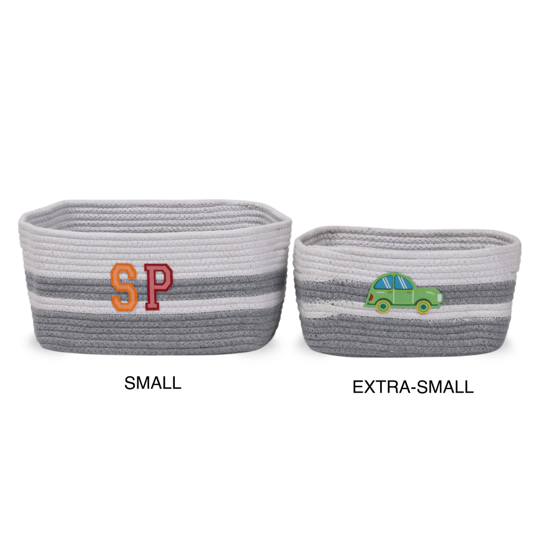 Cotton Rope 'Transport Trail' Small Rectangular Grey Toy Storage Basket