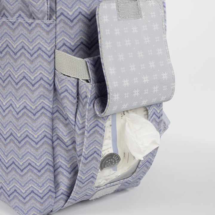Zigzag Grey Backpack Diaper Changing Bag