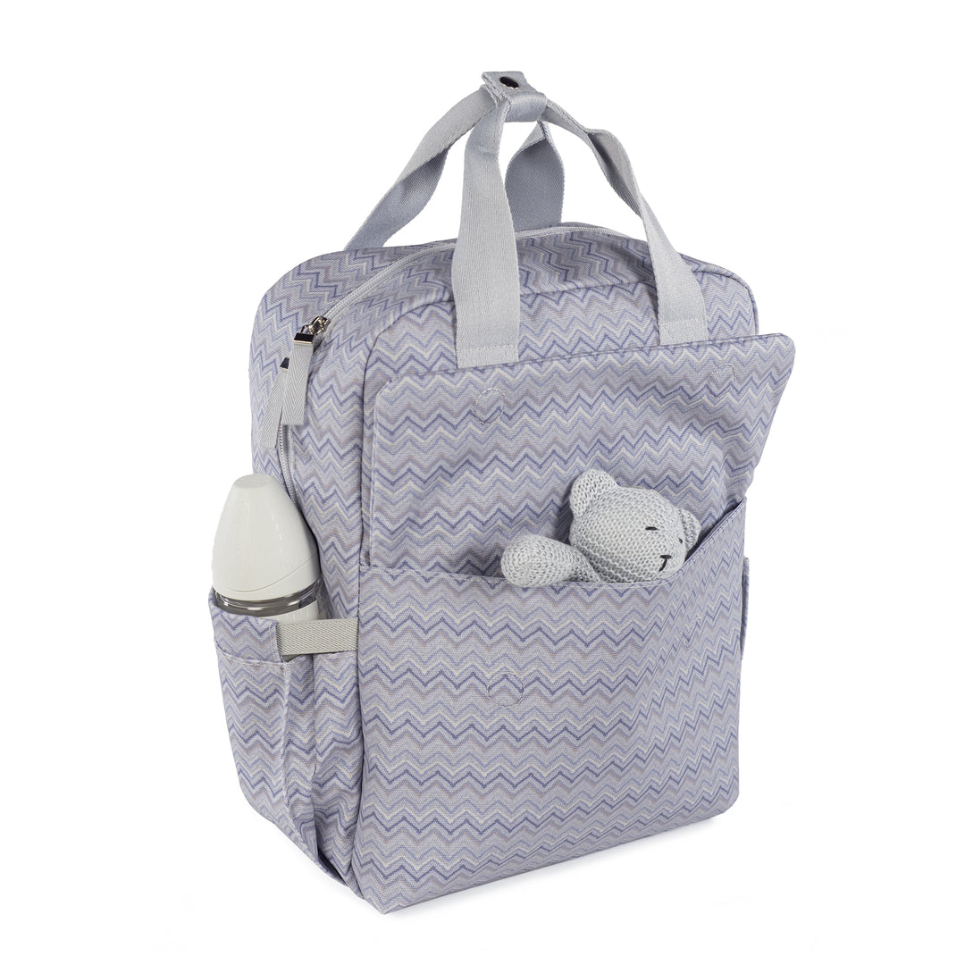 Zigzag Grey Backpack Diaper Changing Bag