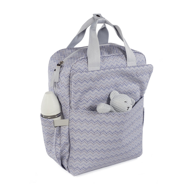 Zigzag Grey Backpack Diaper Changing Bag