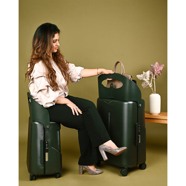 Miamily Forest Green Ride-On Trolley Carry-On Luggage 18 inches