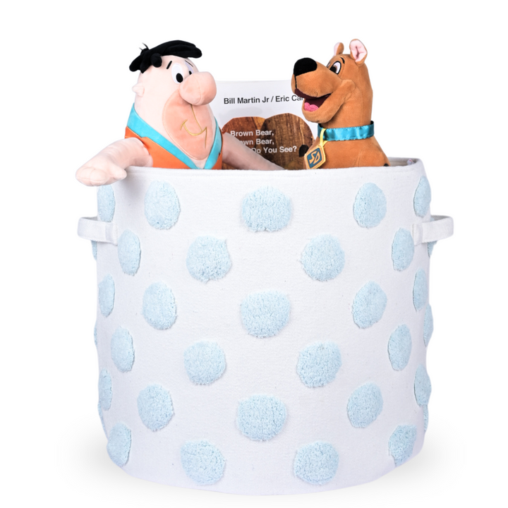 PomPom Extra-Large Round Blue Toy Storage Basket