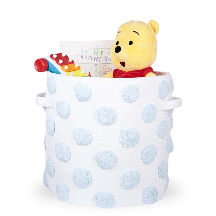 PomPom Large Round Blue Toy Storage Basket