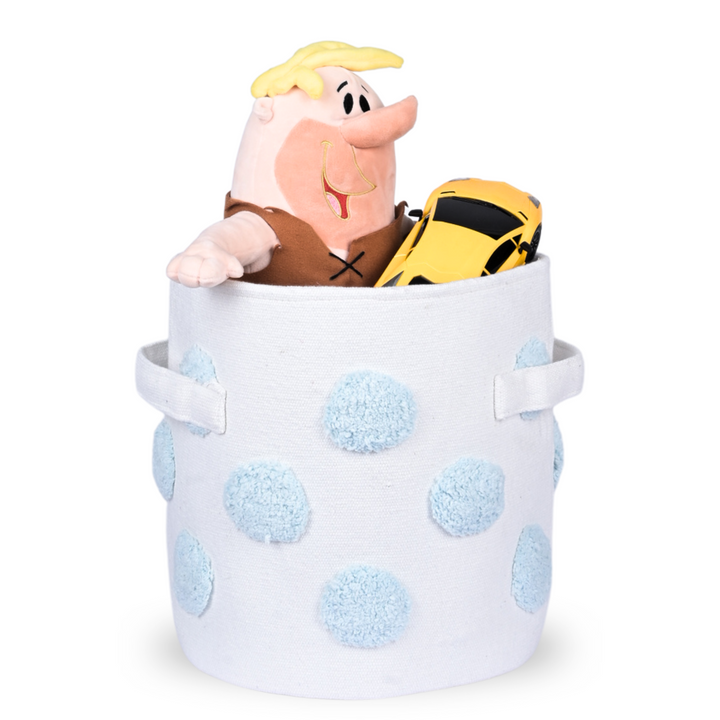 PomPom Small Round Blue Toy Storage Basket