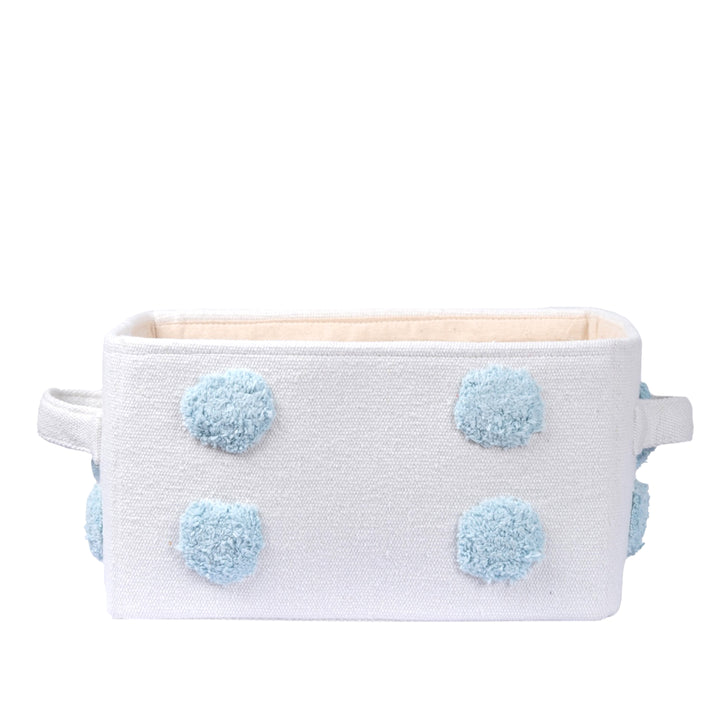 PomPom Small Rectangular Blue Toy Storage Basket