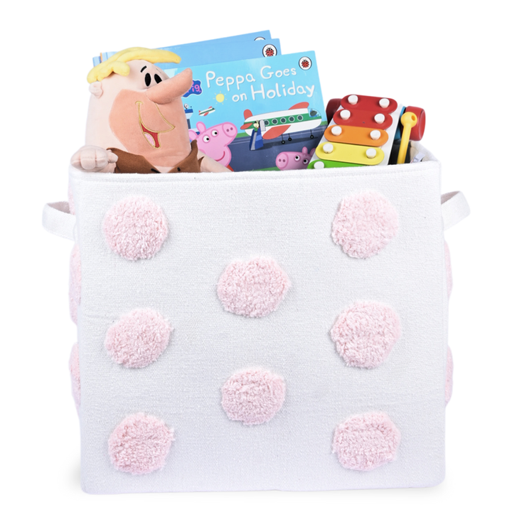 PomPom Large Rectangular Pink Toy Storage Basket
