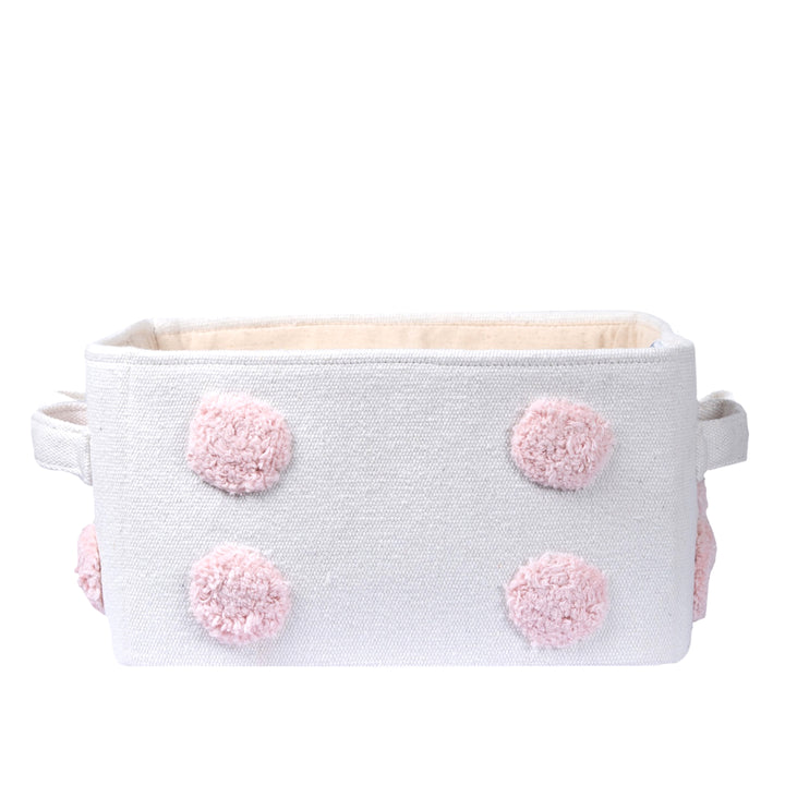 PomPom Small Rectangular Pink Toy Storage Basket