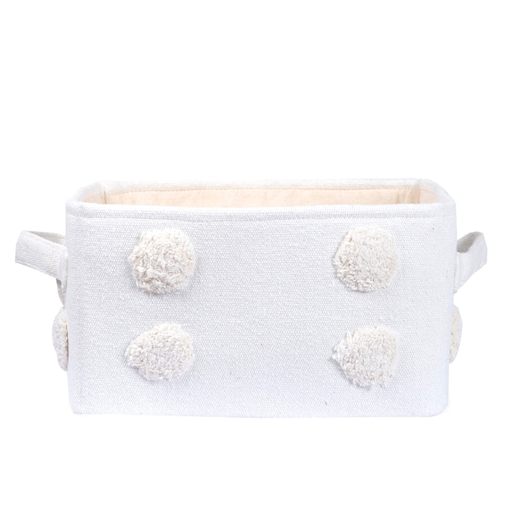 PomPom Small Rectangular Beige Toy Storage Basket
