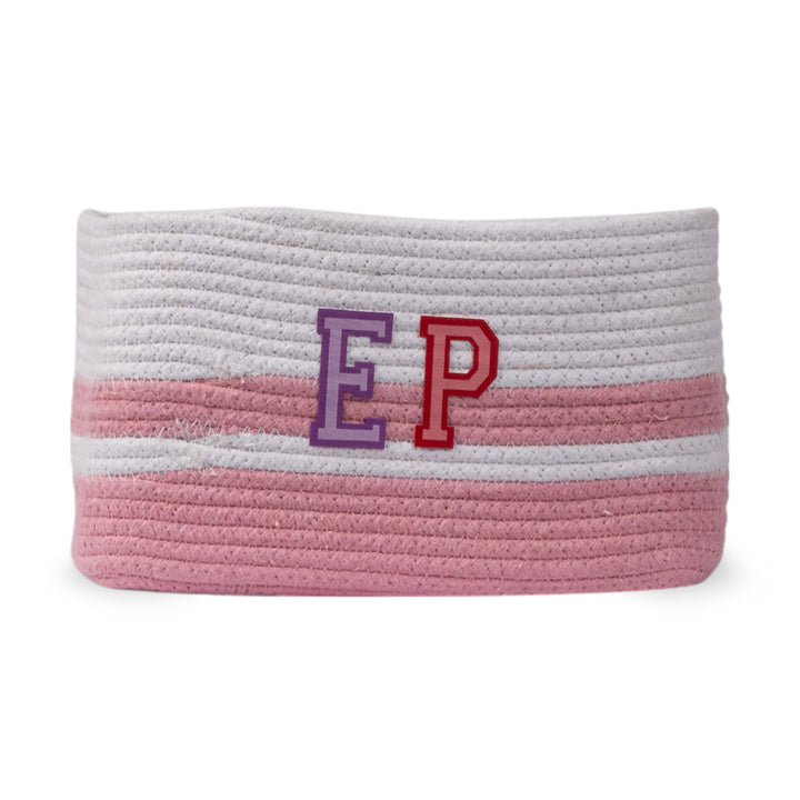 Cotton Rope 'Animal Kingdom' Small Rectangular Pink Toy Storage Basket
