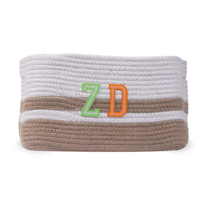 Cotton Rope 'Transport Trail' Small Rectangular Beige Toy Storage Basket