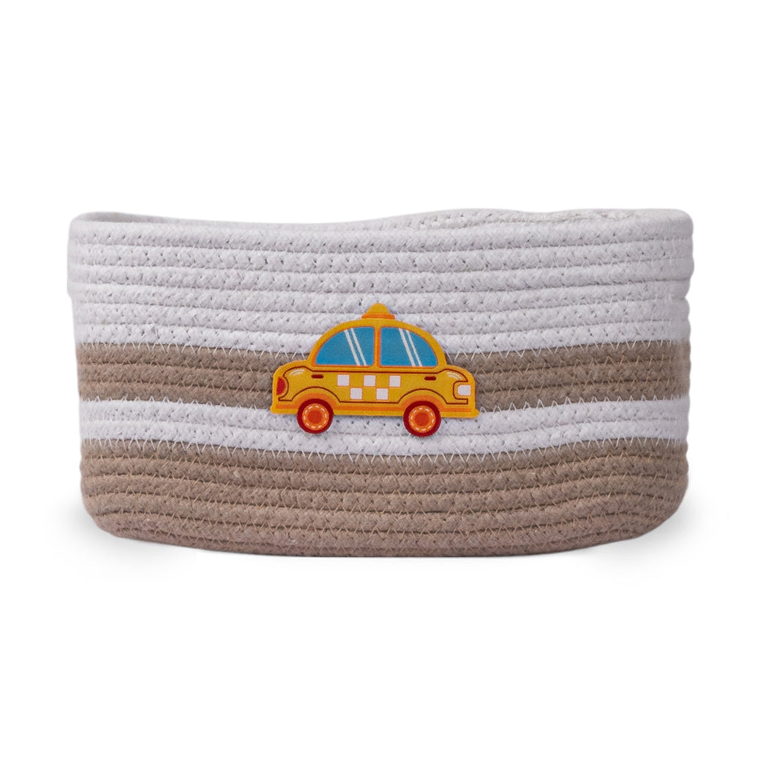 Cotton Rope 'Transport Trail' Extra-Small Rectangular Beige Toy Storage Basket