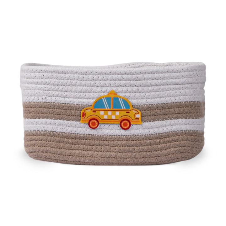 Cotton Rope 'Transport Trail' Extra-Small Rectangular Beige Toy Storage Basket