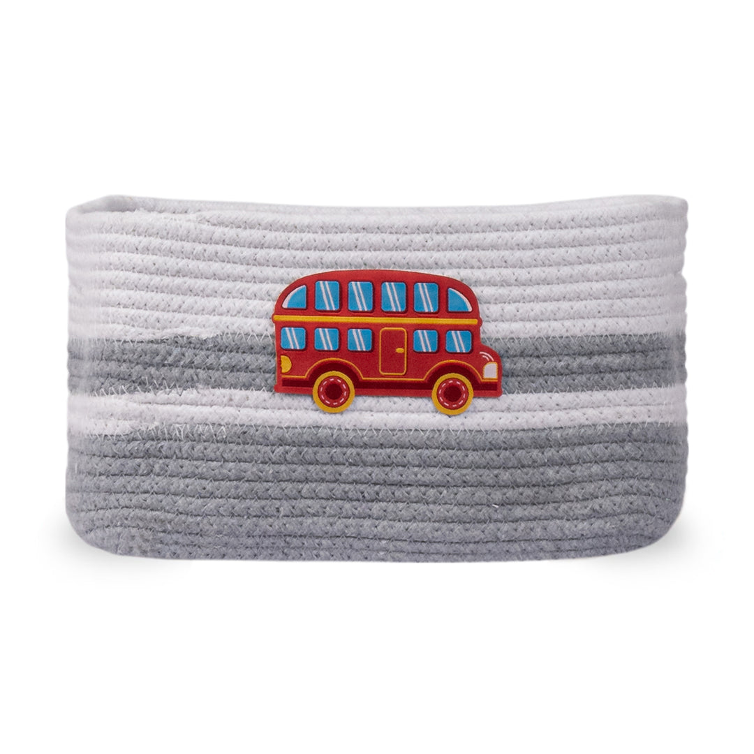Cotton Rope 'Transport Trail' Small Rectangular Grey Toy Storage Basket