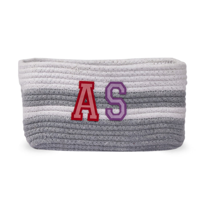 Cotton Rope 'Transport Trail' Extra-Small Rectangular Grey Toy Storage Basket