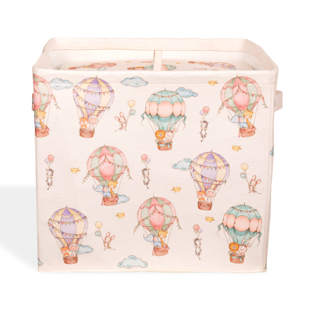 Hot Air Balloon Large Felt Storage Basket with Lid