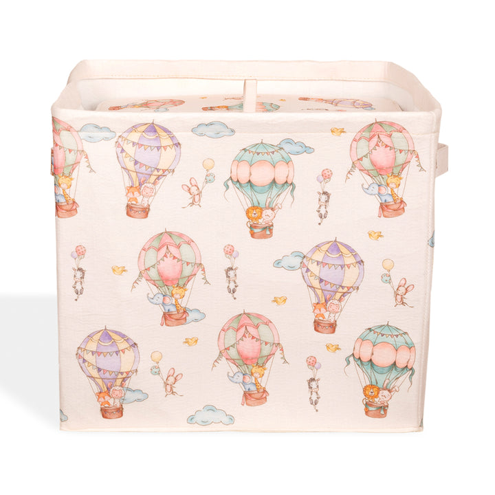 Hot Air Balloon Large Felt Storage Basket with Lid