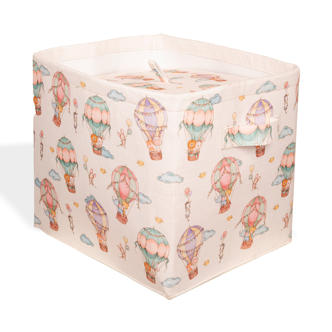 Hot Air Balloon Medium Felt Storage Basket with Lid