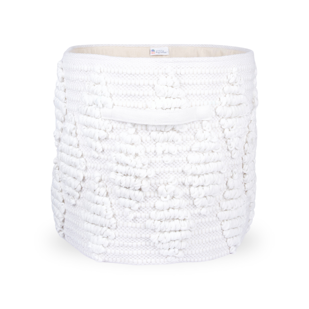 Woven Treasure Large Round Beige Toy Storage Basket