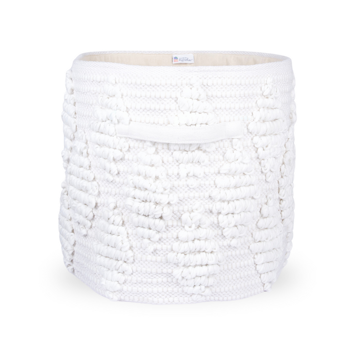 Woven Treasure Large Round Beige Toy Storage Basket