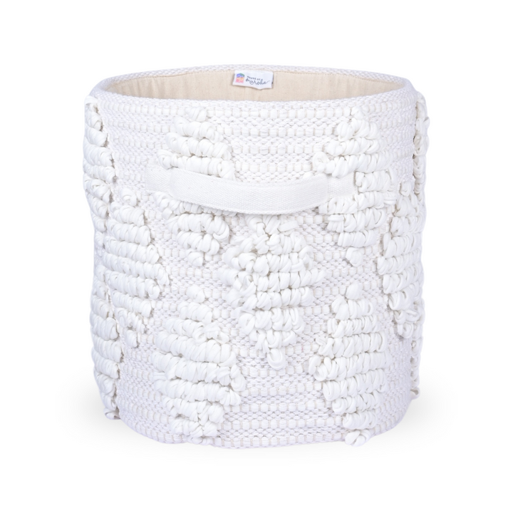 Woven Treasure Medium Round Beige Toy Storage Basket