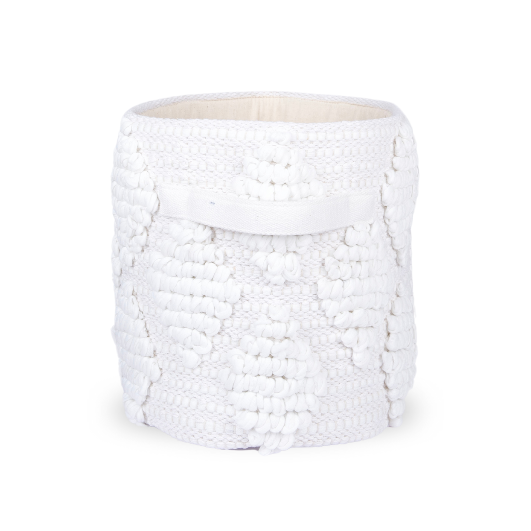 Woven Treasure Small Round Beige Toy Storage Basket