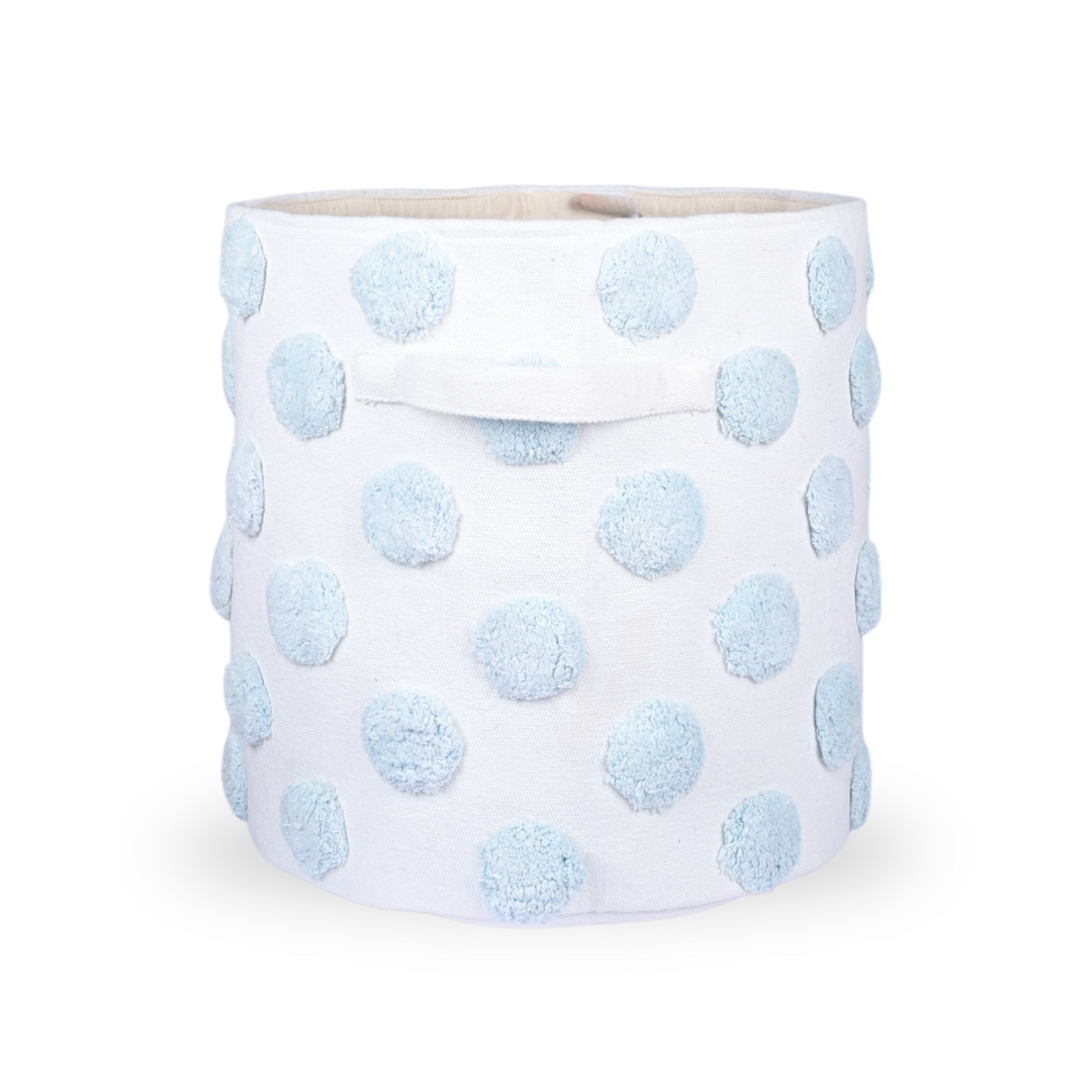 PomPom Large Round Blue Toy Storage Basket