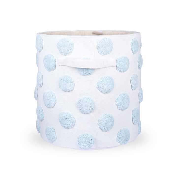 PomPom Large Round Blue Toy Storage Basket