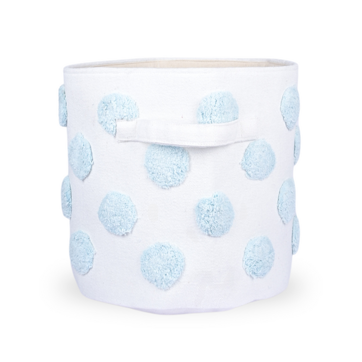 PomPom Medium Round Blue Toy Storage Basket