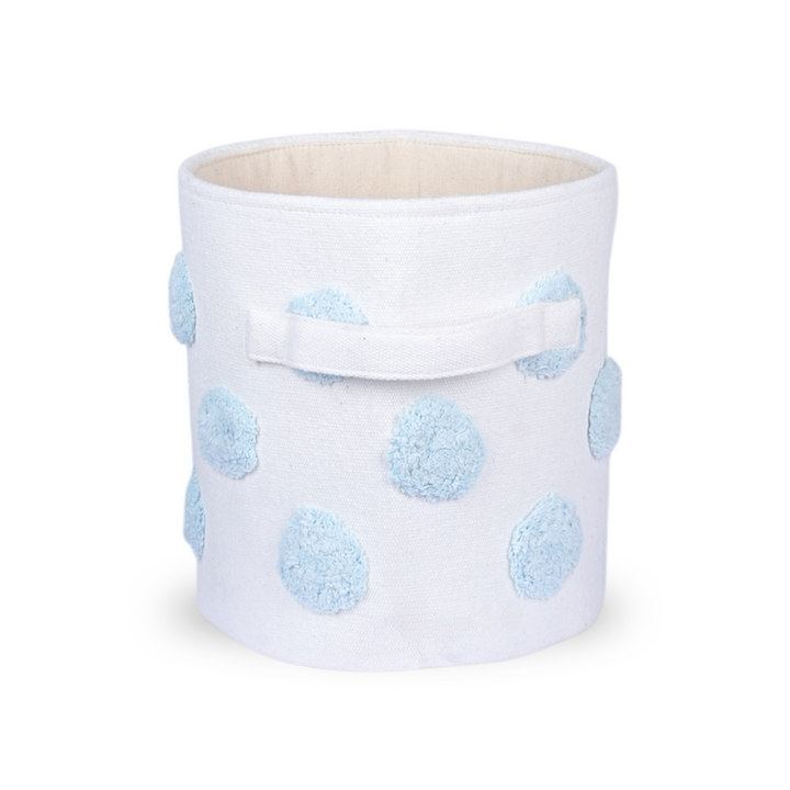 PomPom Small Round Blue Toy Storage Basket