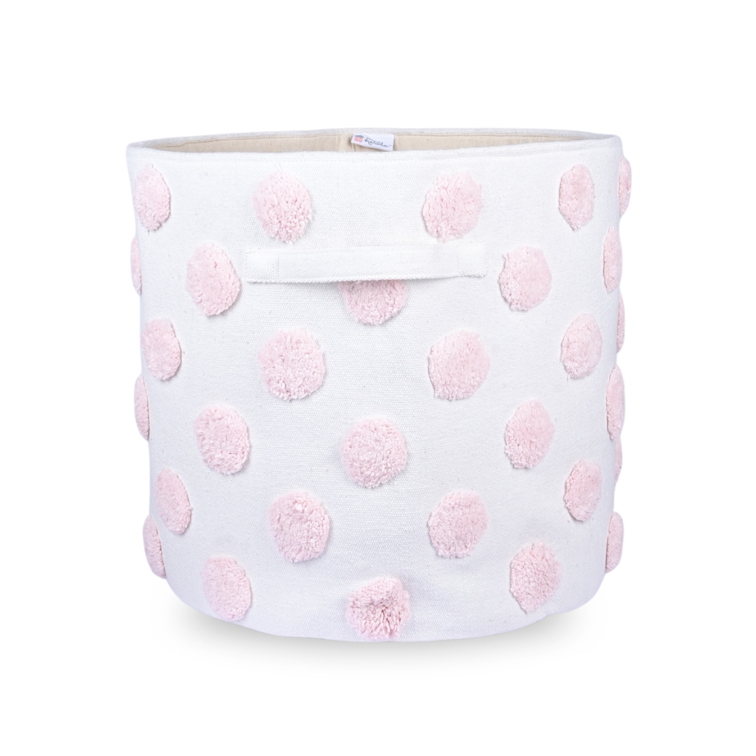 PomPom Extra-Large Round Pink Toy Storage Basket