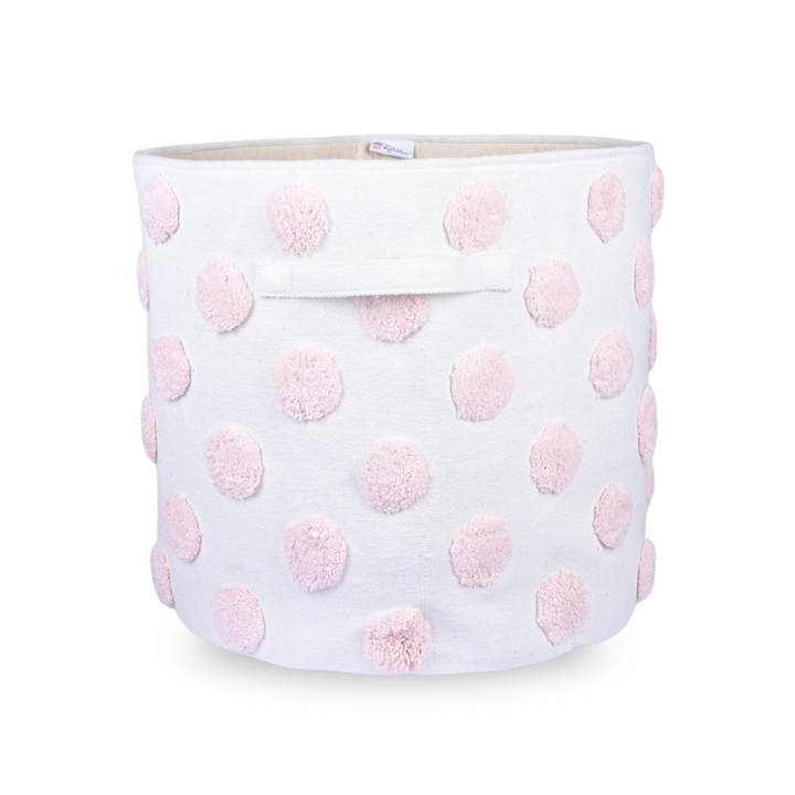 PomPom Extra-Large Round Pink Toy Storage Basket