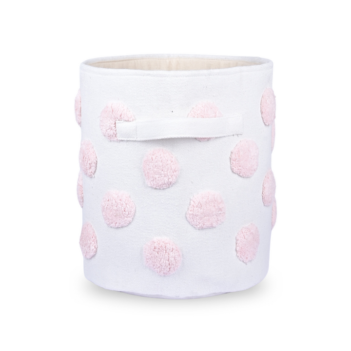 PomPom Medium Round Pink Toy Storage Basket
